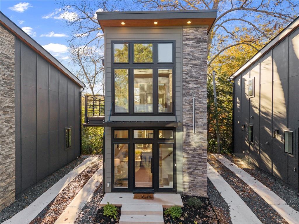 a view of a entryway door front of house