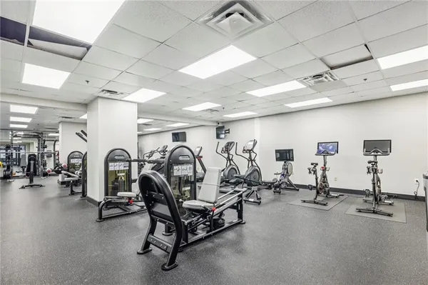 a view of a room with gym equipment