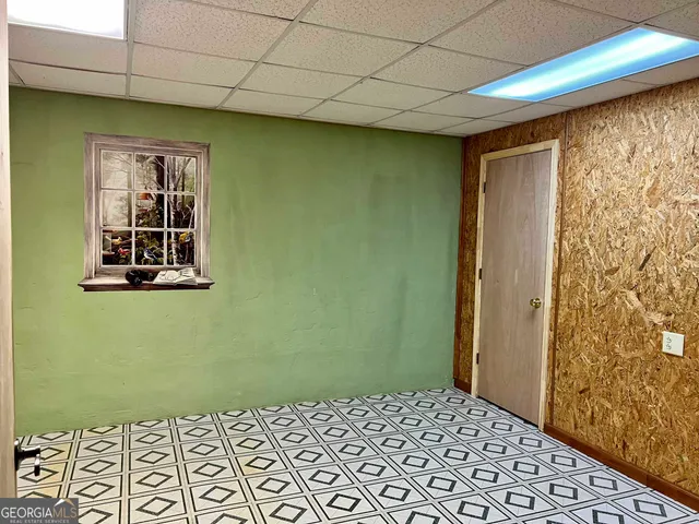 a view of a bench in a yard