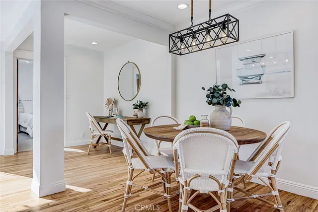 a table and chairs in a room