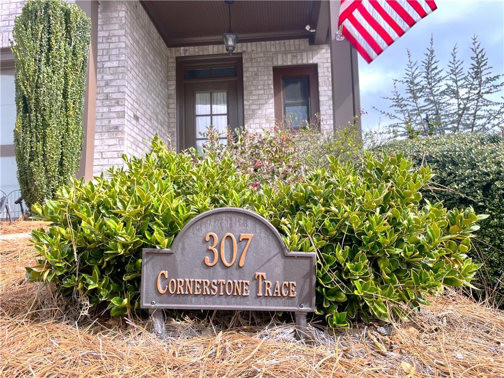 307 Cornerstone Trace Woodstock, GA 30188 - Photo 43 of 43 a front view of a house with a yard and garden