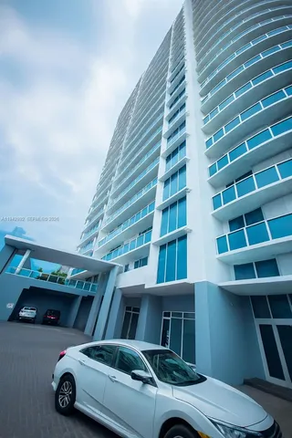 a car parked in front of a building