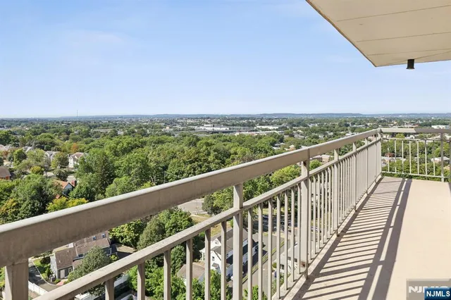 a view of city and balcony