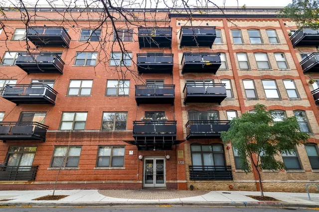 a front view of a multi story building