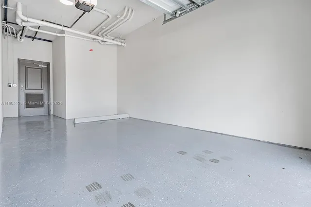 a view of a room with racks on the wall