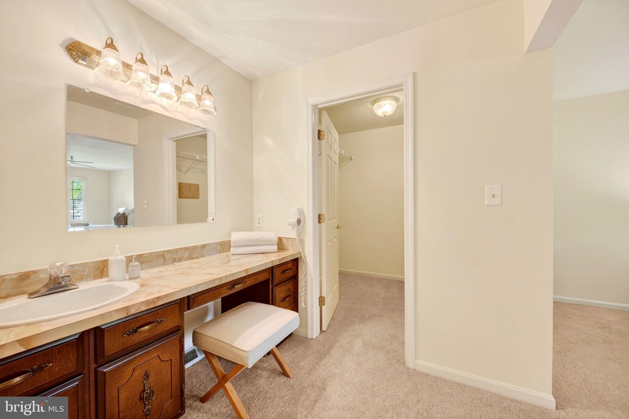 3805 Duddington Way Phoenix, MD 21131 - Photo 31 of 69 a bathroom with a granite countertop sink a toilet and mirror