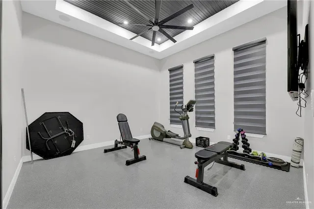 a view of a room with gym equipment