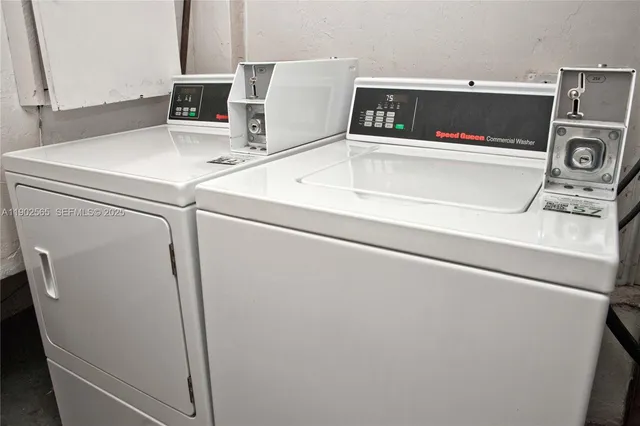 a utility room with dryer and washer