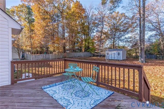 a view of a deck with a trees