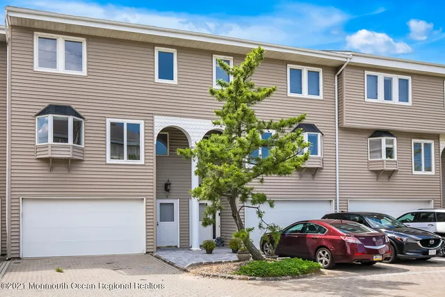 a garden view with a seating space