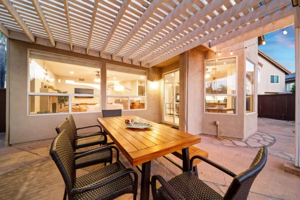 a outdoor space with furniture