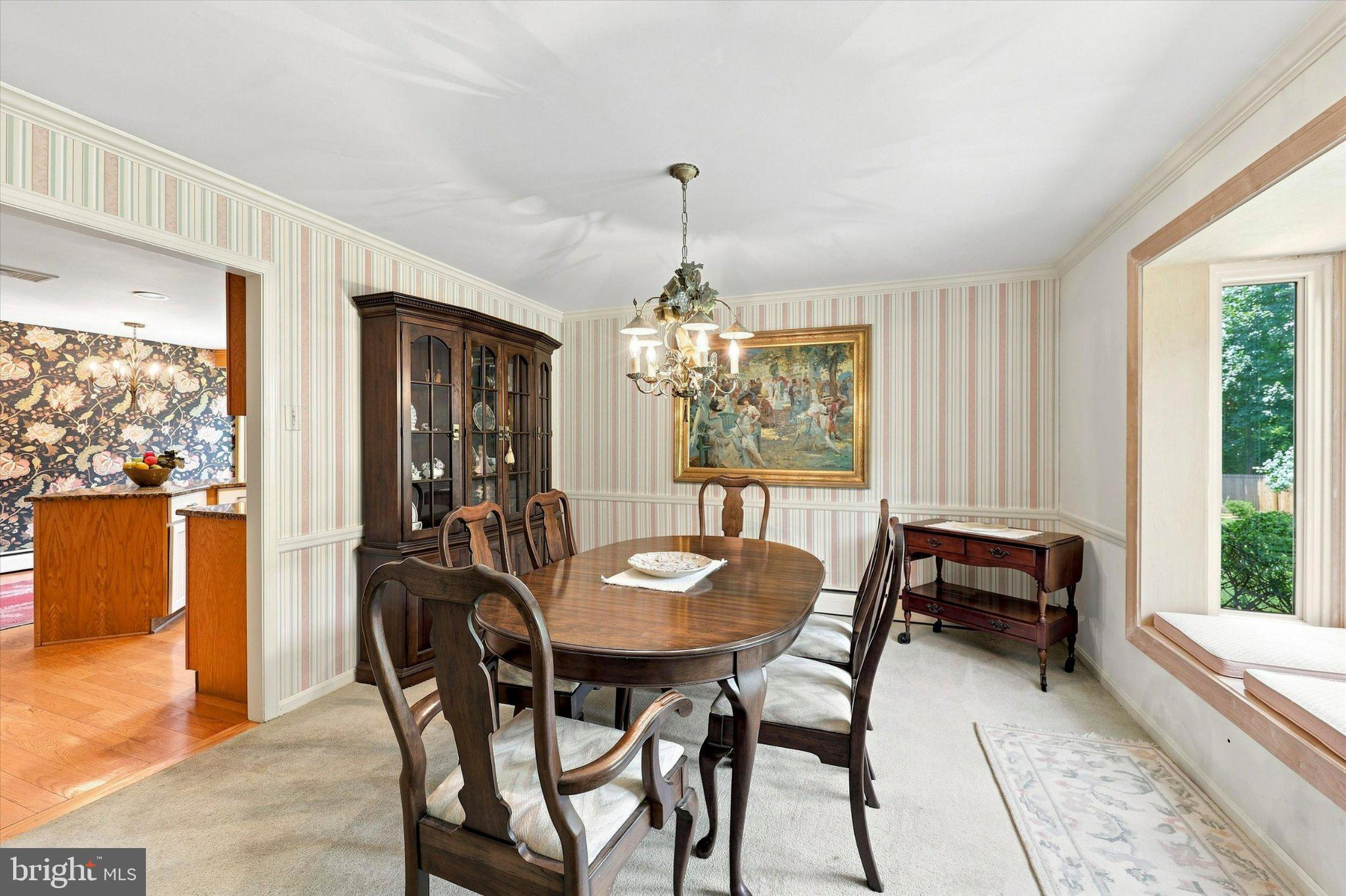 Elegant dining space with vintage charm.