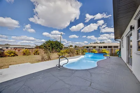 a view of a terrace with a garden
