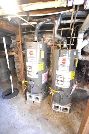 a close view of water heater room