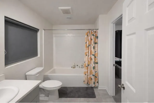 a bathroom with a toilet a sink and bathtub
