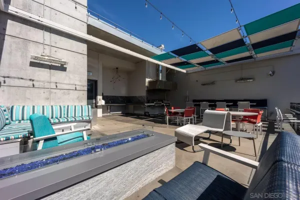 a outdoor space with patio furniture