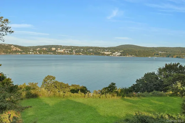 a view of a lake with a mountain