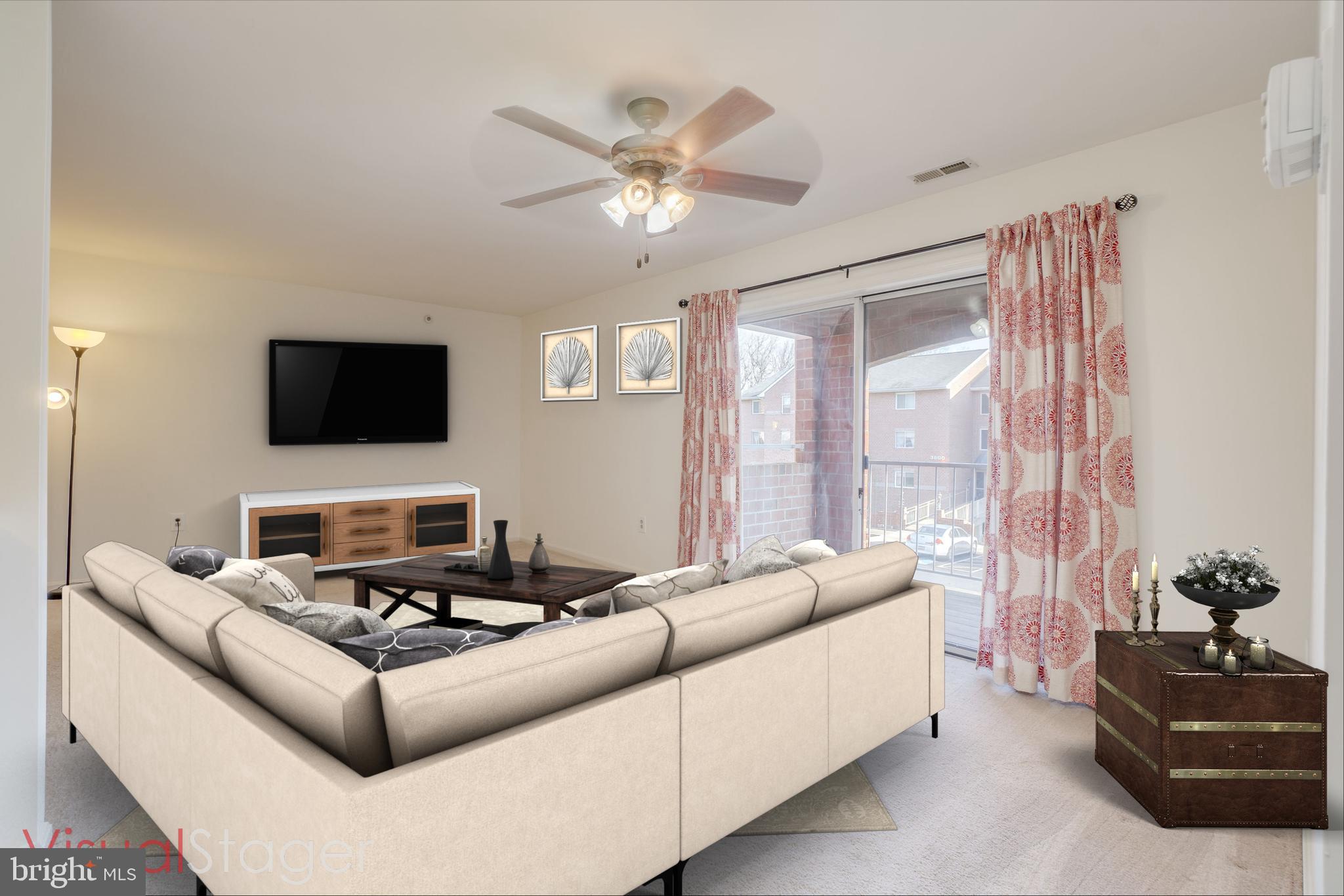 4104 Chardel Road, Unit 1B Baltimore, MD 21236 - Photo 10 of 20 Ceiling Fan / Oversized Sliding Glass Door