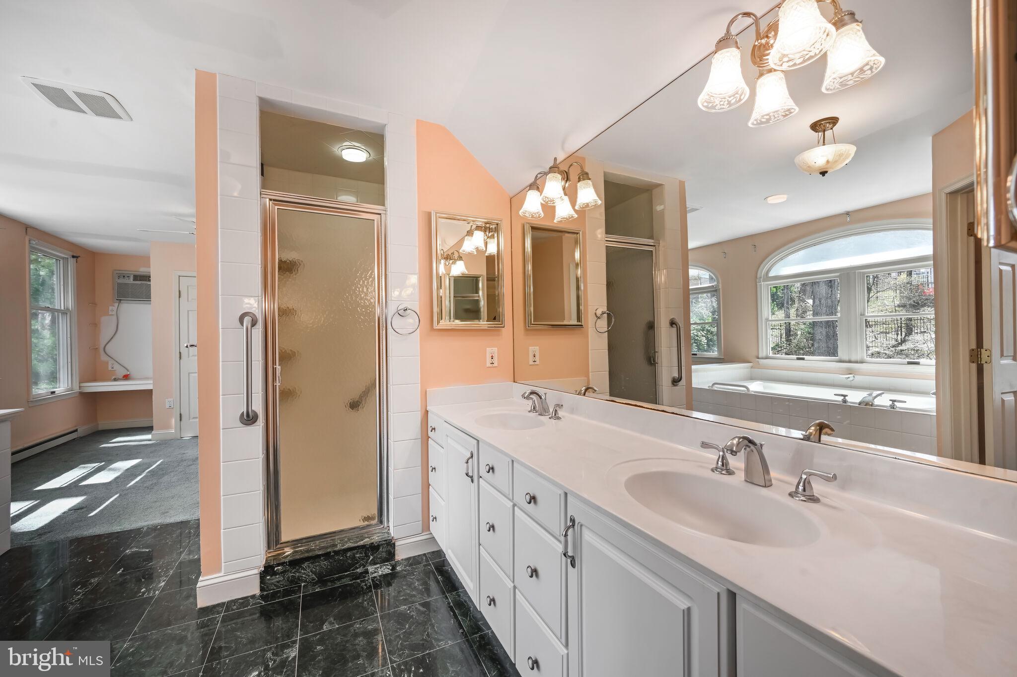 11337 Willowbrook Drive Rockville, MD 20854 - Photo 34 of 50 a spacious bathroom with a double vanity sink mirror and next to a window