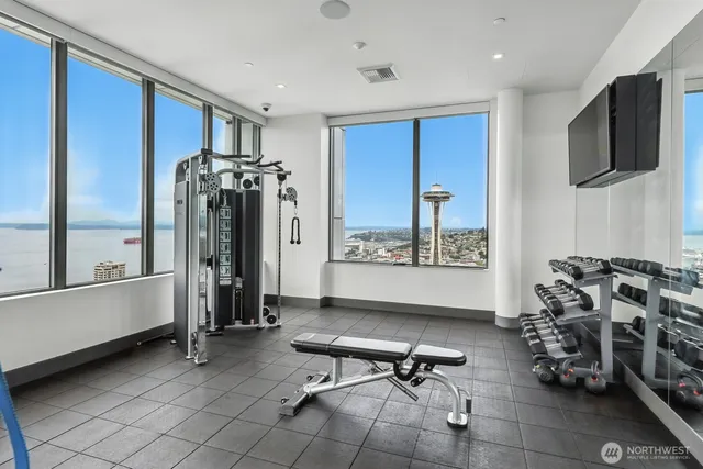 a view of a room with gym equipment