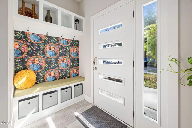 a view of cabinets with wooden floor