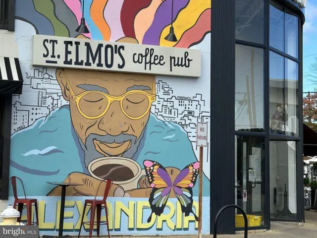 a view of a black and white wall