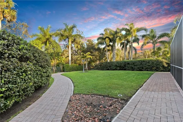 a view of a garden with a pathway