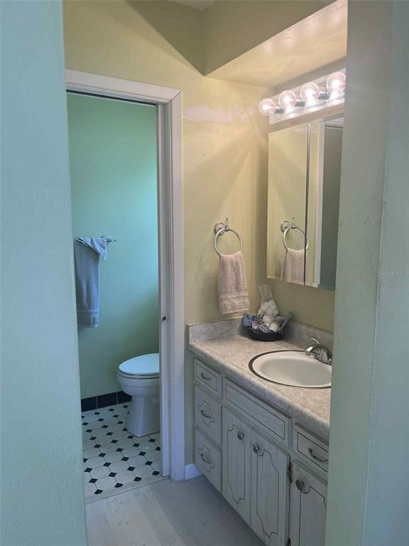 608 Knowles Road Brandon, FL 33511 - Photo 35 of 41 a bathroom with a sink a toilet and a mirror