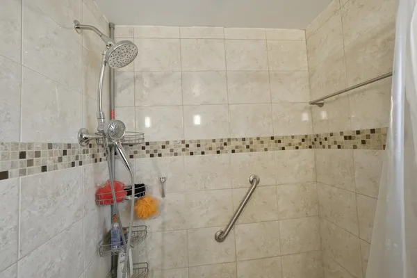 a bathroom with a shower