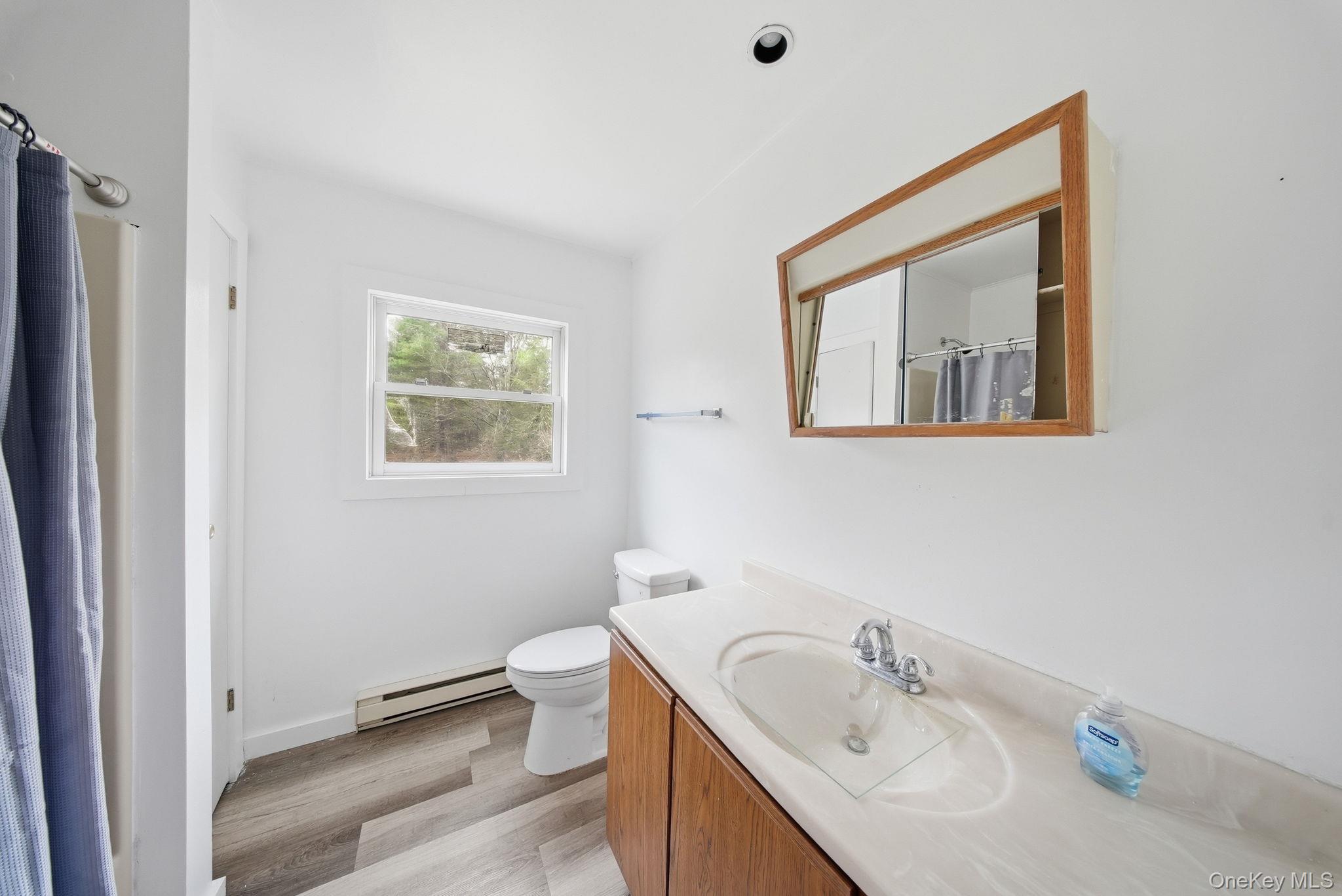39 Dingle Daisy Road Monticello, NY 12701 - Photo 18 of 36 a bathroom with a granite countertop sink mirror and toilet