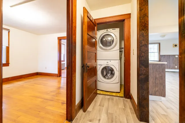 a view of a storage & utility room with washer and dryer