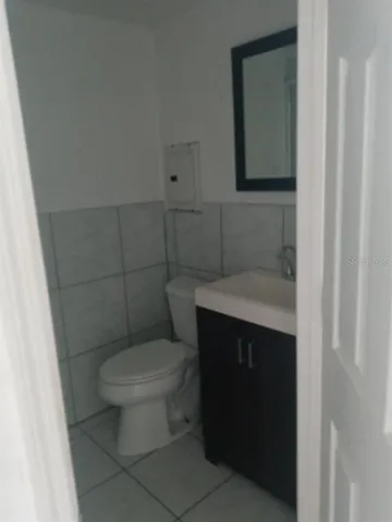 a close view of a bathroom