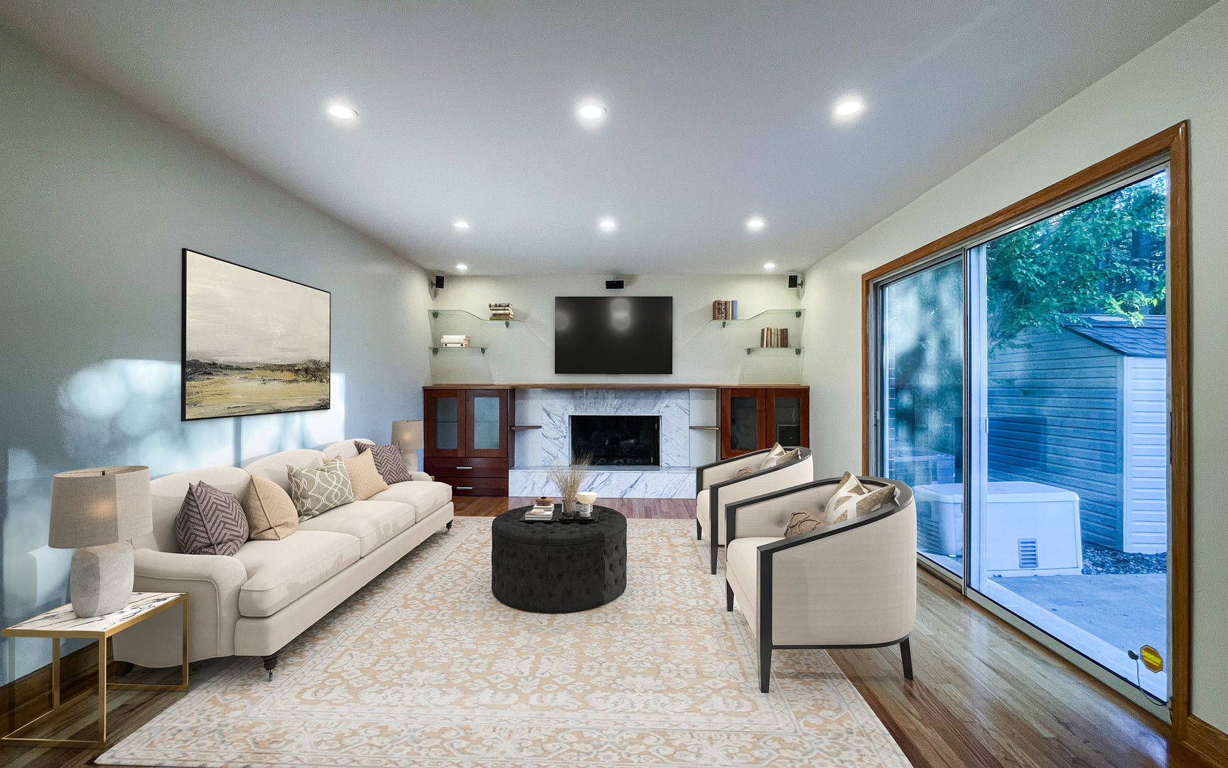 1640 Barry Lane Glenview, IL 60025 - Photo 12 of 42 a living room with furniture a fireplace and a flat screen tv
