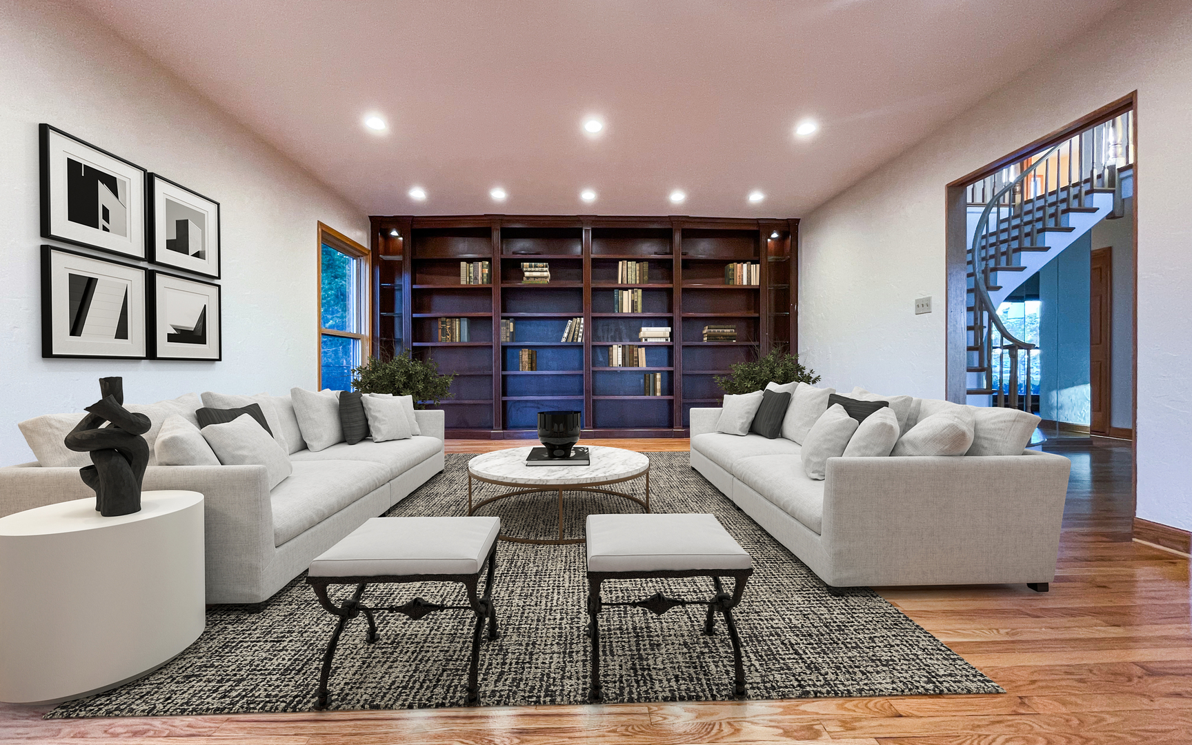 1640 Barry Lane Glenview, IL 60025 - Photo 9 of 42 a living room with fireplace furniture and a wooden floor