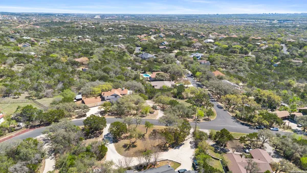 an aerial view of town with residential houses with outdoor space
