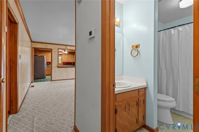 a view of an empty room with a garage