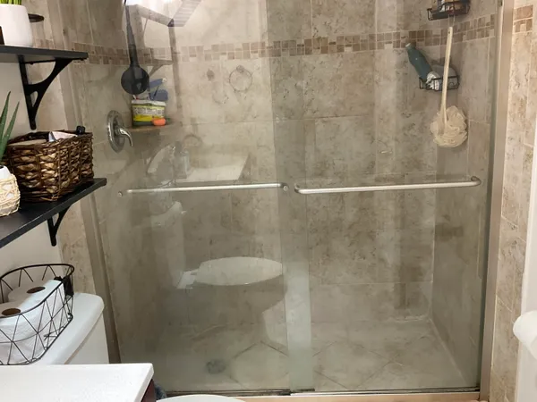 a bathroom with a shower
