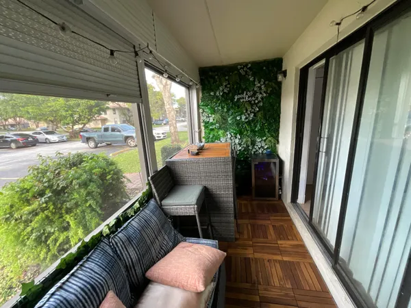 a outdoor view with a sitting space