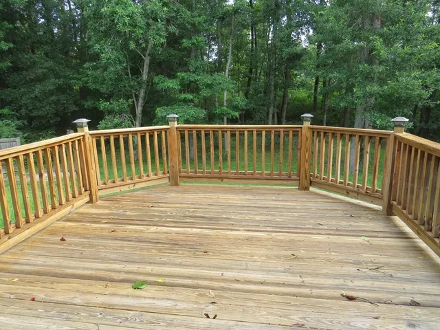 a view of a wooden deck