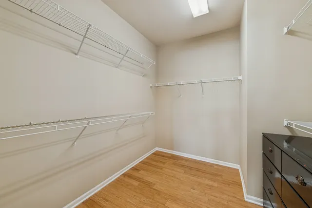 a view of a room with racks on the wall