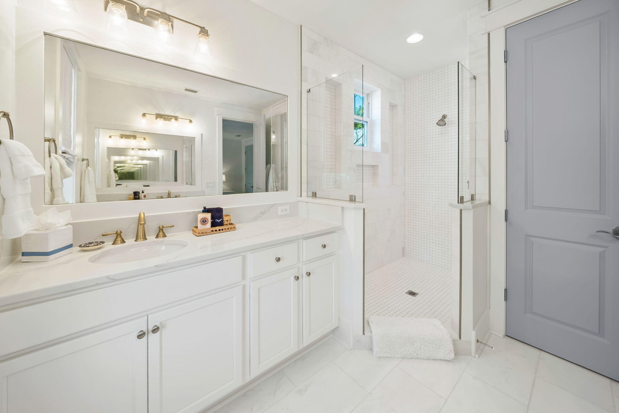 20 Beargrass Way Santa Rosa Beach, FL 32459 - Photo 29 of 50 a bathroom with a granite countertop sink mirror and double