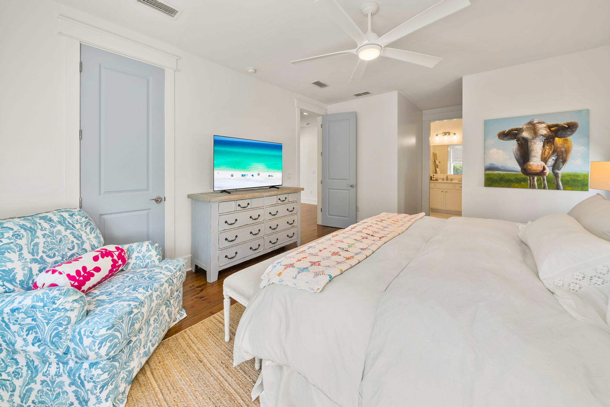 20 Beargrass Way Santa Rosa Beach, FL 32459 - Photo 33 of 50 a bedroom with a bed and a flat screen tv