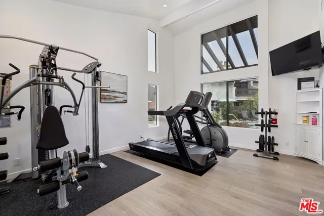 a view of a room with gym equipment