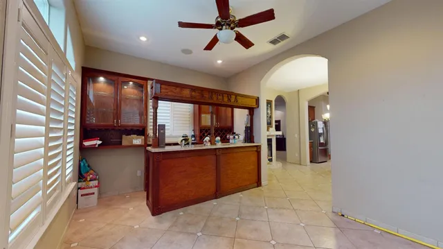 a workspace with furniture and window