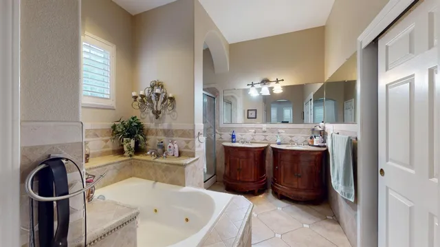 a storage room with cabinets