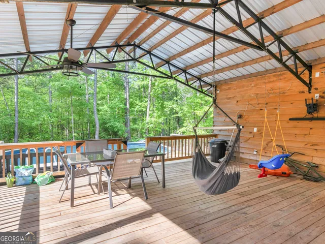 a view of porch with seating space