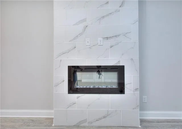 a stone house with a hallway