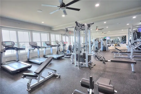 a view of a room with gym equipment