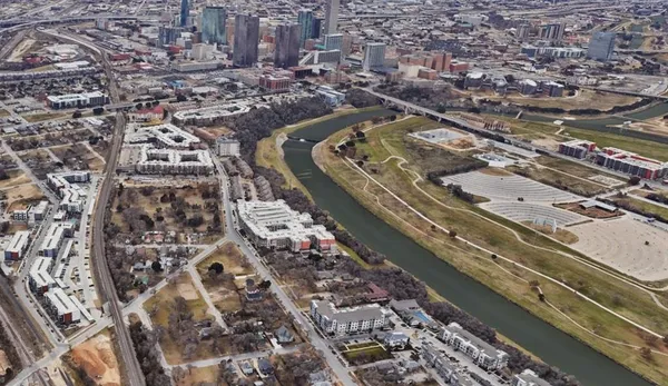 an aerial view of a city