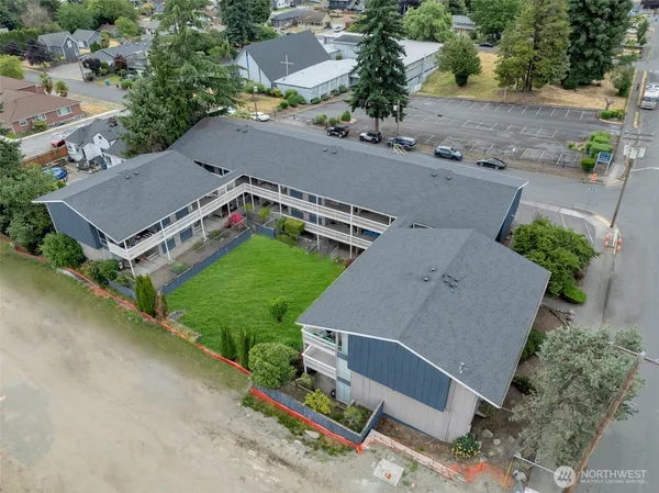 an aerial view of a house